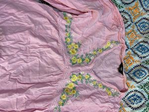 Pink Embroidered Tunic Top