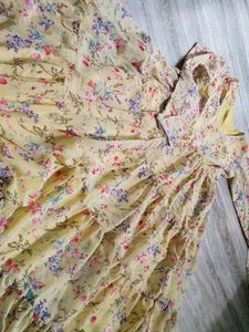 Yellow Layered Anarkali For Haldi