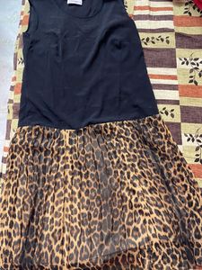Black N Leopard Print Dress Available .. Size - L