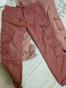 Dark Maroon And Light Maron Cargo Trousers