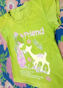Parrot Green Used T-shirt For Girls