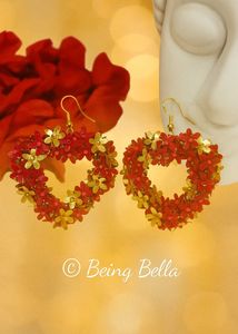 Floral Heart Hoops Earrings
