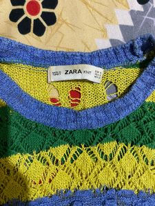 Zara Colorful Striped Knit Top