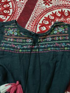 Grey Embroidered Anarkali Kurti