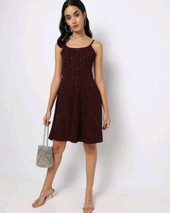 Burgundy Sparkle Skater Dress