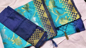 Elegant Jute Blue saree