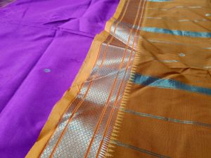 Silk Saree - Purple &amp; Gold Stripes