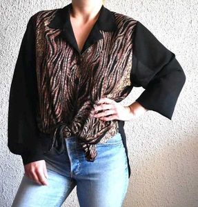 Y2k animal print oversized top