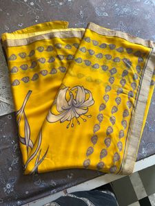 Elegant Yellow Floral Saree with blouse