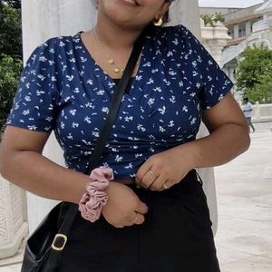 Floral Print Wrap Top