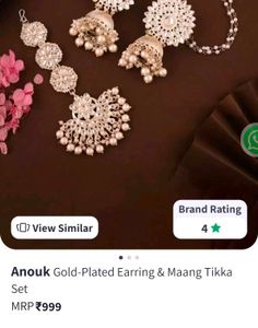Gold Plated Earrings And Maang Tikka Set