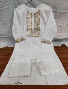 Elegant White Embroidery Kurta Set
