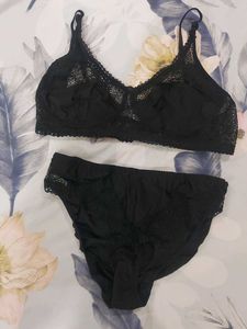 Black Cotton lingerie Set