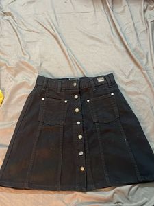 Vintage Black Denim Mini Skirt