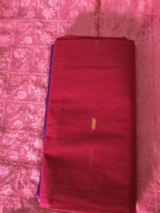 Brand New Red Handloom Saree with Gold Jari Border