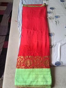 Red Saree Green Border