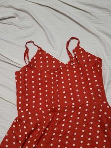 White Polka Dot Red Dress