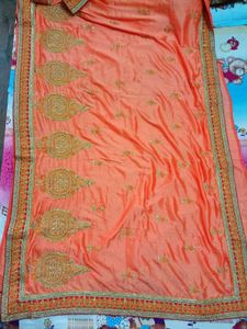 Elegant Peach Embroidered Saree❤️❤️