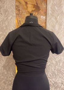 Black Tie-Front Top