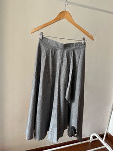 Asymmetrical Fold Pleat MIDI Skirt