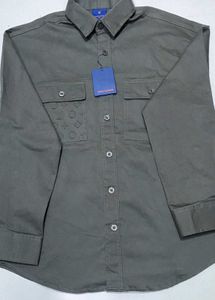 M-Louis Vuitton Double Pocket Grey Shirt For Men&#39;s