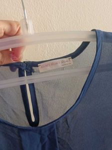 Elegant Navy Blue Lace Sleeve Top