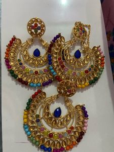 Multi Color Heavy Earrings With Teeka