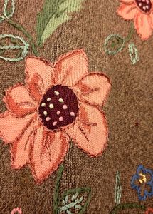 Floral Embroidered Brown Sweater