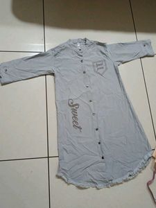 Gray Button-Down Casual Top