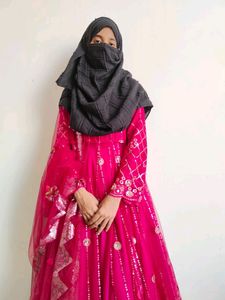 front open anarkali kurti with Lehenga