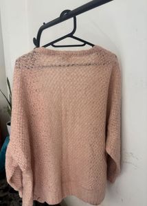 Soft Peach Open-Knit Cardigan
