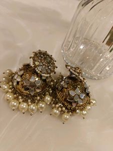 Mirror and pearl Jhumka