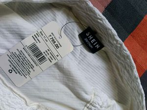 White Ruched Slit Skirt