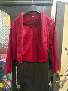 Bright Red Crop Blazer