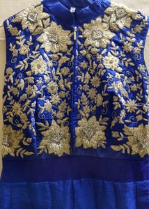 Royal Blue Gold Embroidered Gown