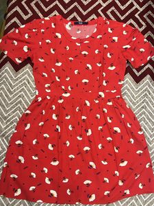 Allen Solly Brand Tomato Red Flower Printed Colour