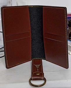 Brown Leather ID Holder Keychain