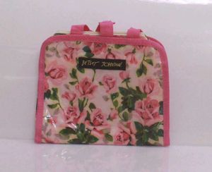Pink Cosmetic Floral Pouch
