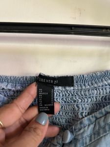 Denim Peplum Cami Top