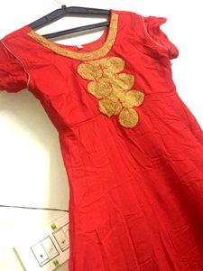 Red Anarkali Only Top Pant Dupatta Not Included