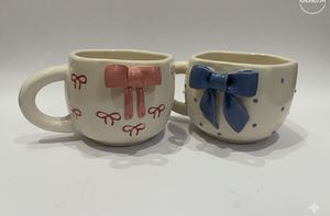 coquette Bow Mugs cup  - Set of 2(valentine Couple