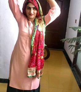 Peach And Green Kurta Sharara Set