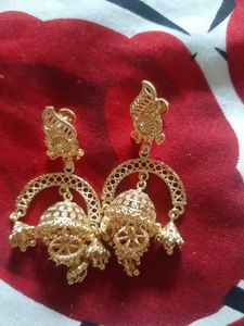 Gold Jhumka Earrings