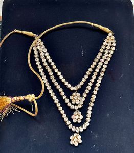 Elegant Triple-Layer Kundan-Style Stone Necklace