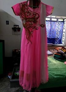 Elegant Pink Embroidered Anarkali Suit