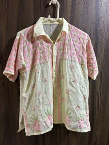 Floral Embroidered Button-Up Shirt