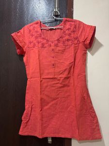 Coral Embroidered Short Kurta