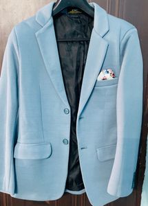 Light Blue Blazer with Pocket Square