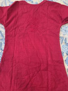 Red Embroidered Kurta