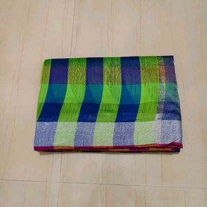 Checkered Green Saree